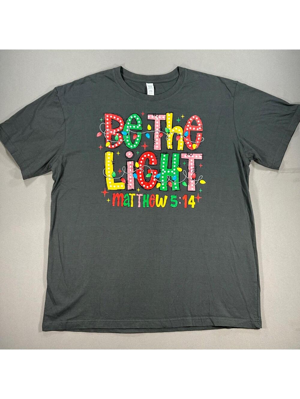 Christian Be the Light Matthew 5:14 Bible Verse T-Shirt Men's XL Christmas